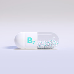 Vitamin B With White Capsule, Granules and Background