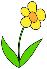 Cartoon yellow flower icon. 