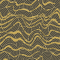 Vintage yellow circles. Seamless pattern