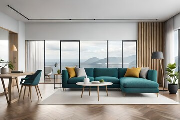 modern living room with furniture generated by AI technology 
