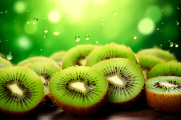 Ripe kiwi. Organic fresh kiwi. Juicy kiwi. Background. AI generated