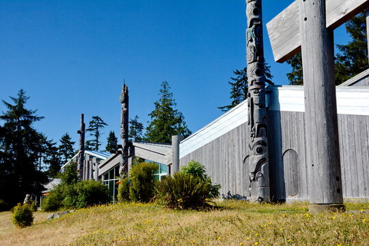 Skidegate, Haida Gwaii, British Columbia, Canada,  July 7, 2023: The Haida Heritage Centre the premier cultural centre of the Haida Nation and it&rsquo;s people.