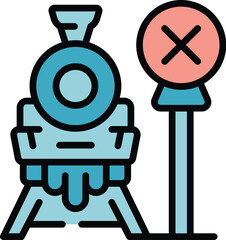Train station icon outline vector. Traffic gate. Railway road color flat
