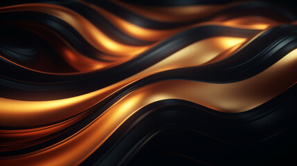 luxury background with golden black waves, abstract illustration. Generative Ai. 