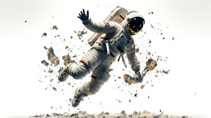 astronaut in weightlessness close-up. Generative Ai. 