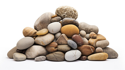 Fototapeta na wymiar colored pebbles and stones on a white background. Generative Ai. 