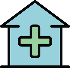 Fototapeta premium Home medical care icon outline vector. Health patient. Doctor senior color flat