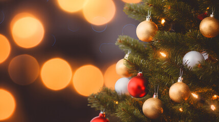 Obraz na płótnie Canvas christmas tree decorations close-up. Generative Ai. 
