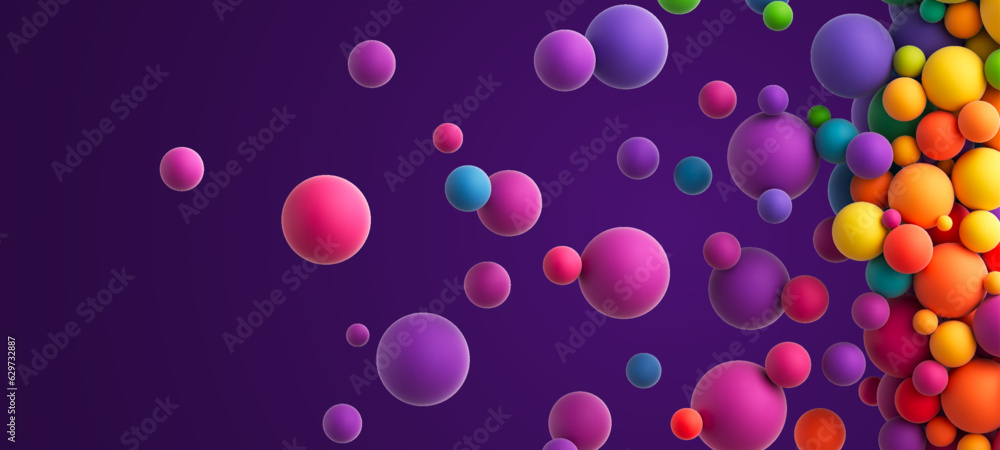 Aufkleber colorful matte soft balls in different sizes. abstract composition with many colorful random flying 