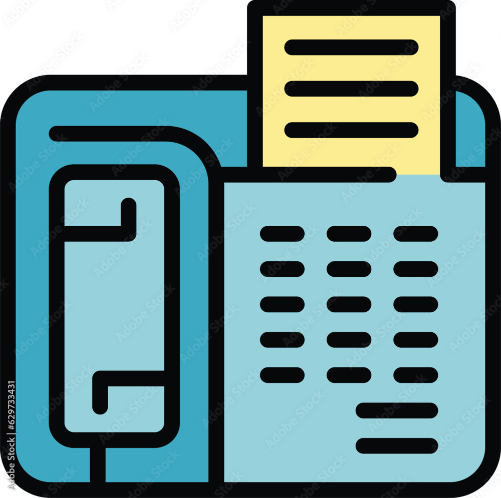 Poster tech fax icon outline vector. support chat. call service color flat