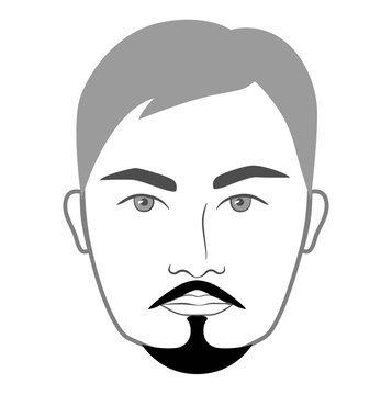 Anchor Beard style men in face illustration Facial hair Original Stache mustache. Vector grey black portrait male Fashion template flat barber. Stylish hairstyle isolated outline on white background.