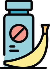 Food contamination icon outline vector. Contaminated bacteria. Safety disease color flat