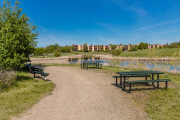 Fototapeta na wymiar Lakewood Park in the city of Saskatoon, Canada