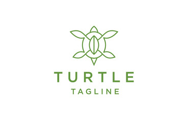 Fototapeta premium Turtle leaf with line art style design template flat vector