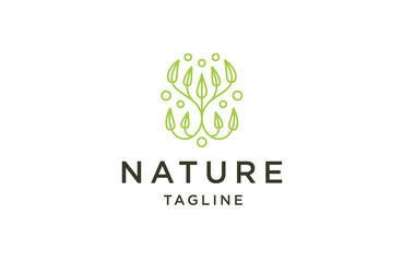 Nature leaf logo design template flat vector