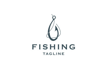 Fishing logo design template flat vector