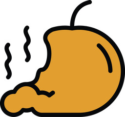 Apple disease icon outline vector. Meat virus. Contaminated bacteria color flat