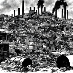 garbage dumps, chimneys, environmental issues. environmental pollution. generative AI