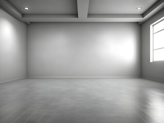 Empty grey clean room studio interior background wall for display products minimalistic