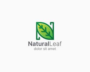 Green leaf letter n logo