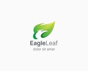 Green leaf with negative eagle logo
