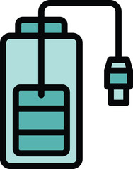 Cable charge battery icon outline vector. Power level. Energy electric color flat