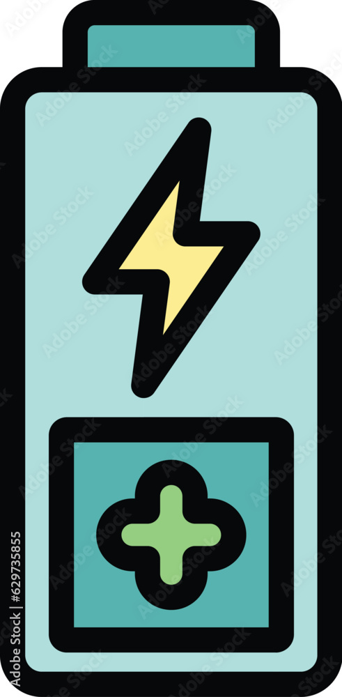 Canvas Prints plus battery energy icon outline vector. empty load. charge electric color flat - Canvas Prints