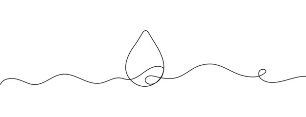 Water drop Continuous line icon. Continuous line drawing of drop. Water drop linear icon.