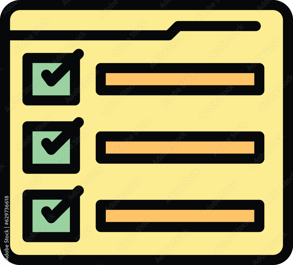 Poster benchmark to do list icon outline vector. compare business. time unit color flat