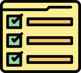 Benchmark to do list icon outline vector. Compare business. Time unit color flat