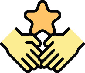 Fototapeta premium Benchmark handshake icon outline vector. Business compare. Time product color flat