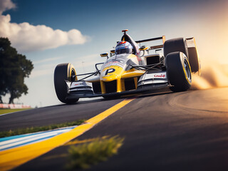 Sports formula racing car on circuit