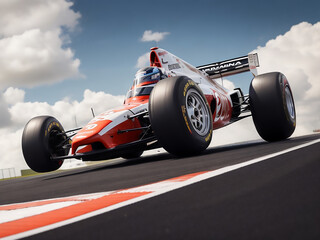 Sports formula racing car on circuit.