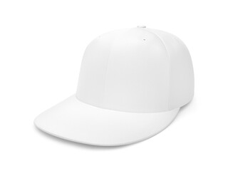 Blank Cap White Mockup Half Side View, isolated on a White Background