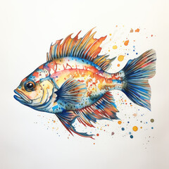 fish watercolor on a white background