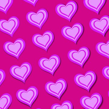 3D Pink Hearts Background