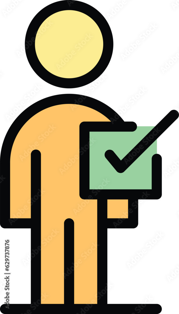 Poster man benchmark icon outline vector. financial compare. unit time color flat