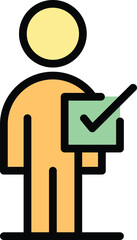 Man benchmark icon outline vector. Financial compare. Unit time color flat