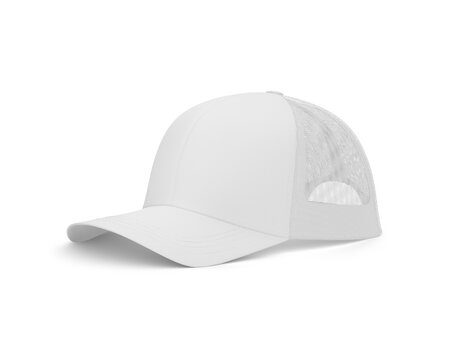 Blank Cap White Mockup Half Side View, isolated on a White Background