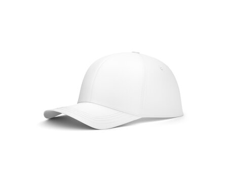 Blank Cap White Mockup Half Side View, isolated on a White Background