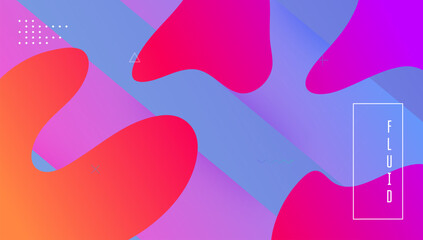 Neon Shape. Abstract Element. Blue Bright Poster. Wave Fluid Cover. Horizontal Wallpaper. Vibrant Paper. Futuristic Background. Art Landing Page. Magenta Neon Shape