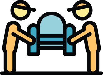 Move sofa delivery icon outline vector. Relocation service. Home furniture color flat