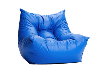 Blue bean bag chair isolated on transparent background. PNG file, cut out