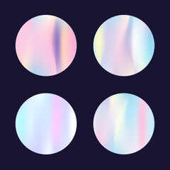 Hologram abstract backgrounds set. Holographic gradient.