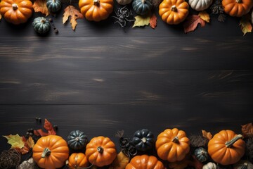 Pumpkins with copyspace. Halloween concept. Background with selective focus and copy space