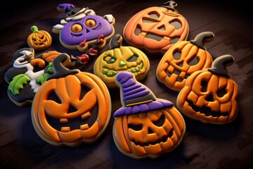 Cookies homemade for Halloween. Festive food concept. Background