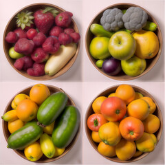 Fototapeta na wymiar bowl of fruit and vegetable