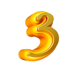 3d render number font gold