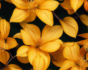 Realistic gold dogwood flowers seamless pattern design. Generative AI