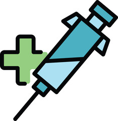 Syringe liposuction icon outline vector. Skin cosmetic. Body plastic color flat